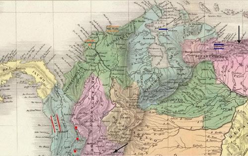 Carte  2 : Une partie de la vice-royauté espagnole de Nouvelle-Grenade.