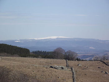Figure 2 : Le Mont Lozère, point culminant des Cévennes (vu du sud du plateau de l’Aubrac) (WikiCommons auteur Jmp48)